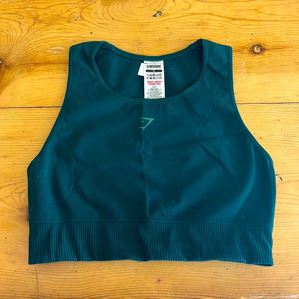 Gymshark Warp Knit Crop Top - Woodland Green size M